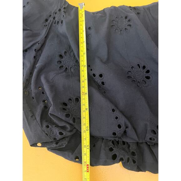 WAYF Brooke Off The Shoulder Black Eyelet Crop Top Puff Sleeves - Picture 7 of 7